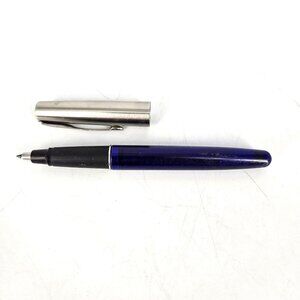 Parker Frontier Rollerball Pen Blue Ink Barrel Stainless Cap Made France Writing